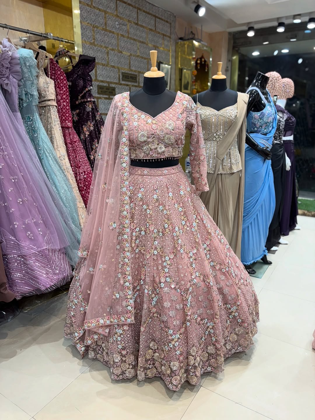 Designer Pink Embroidered Lehenga Choli with Net Dupatta – Luxury Party & Bridal Wear