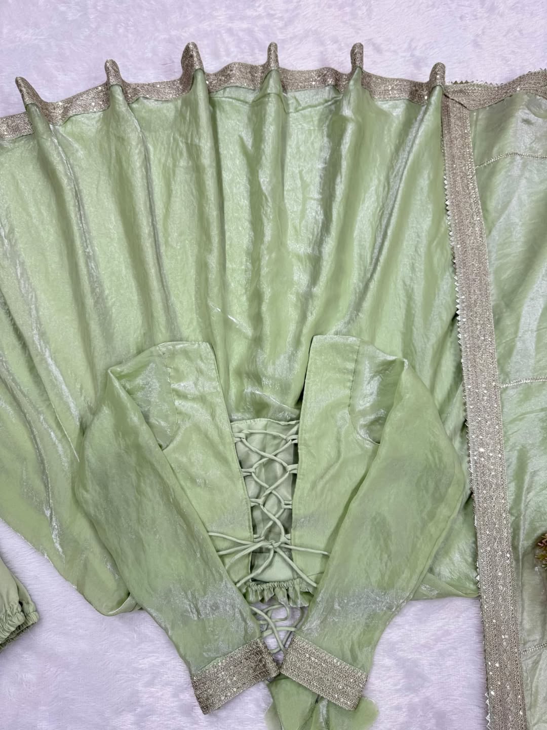 Elegant Pastel Green Anarkali Suit with Dupatta – Festive & Party Wear