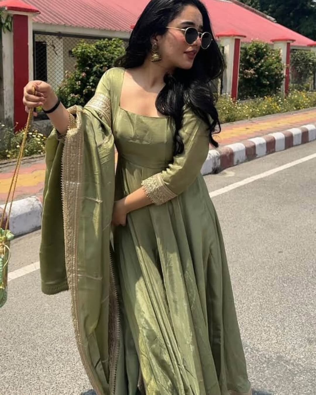 Elegant Pastel Green Anarkali Suit with Dupatta – Festive & Party Wear