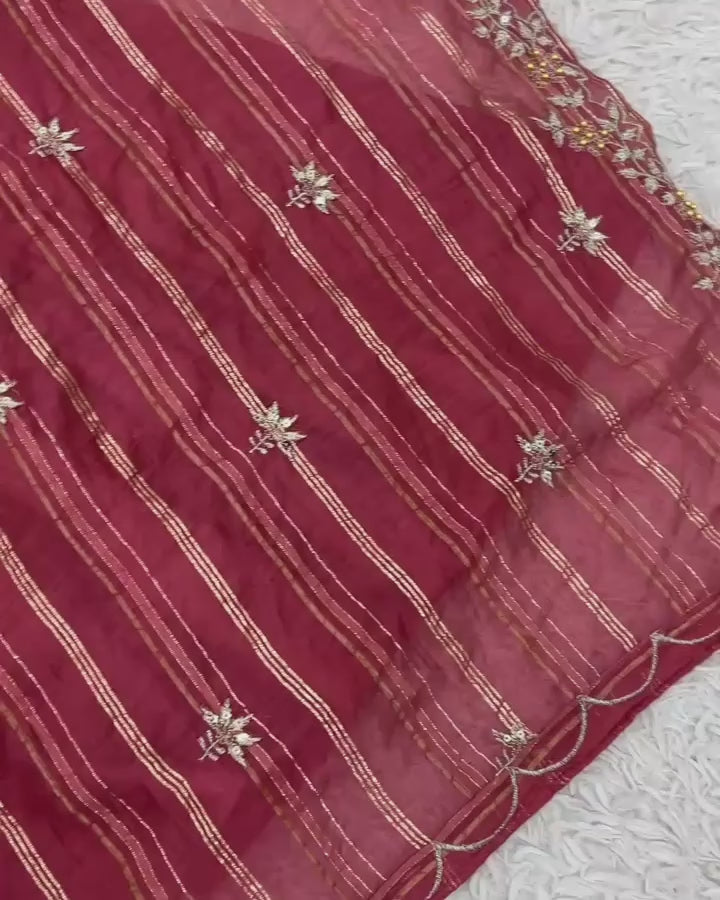 Maroon Anarkali Suit with Colorful Embroidered Dupatta