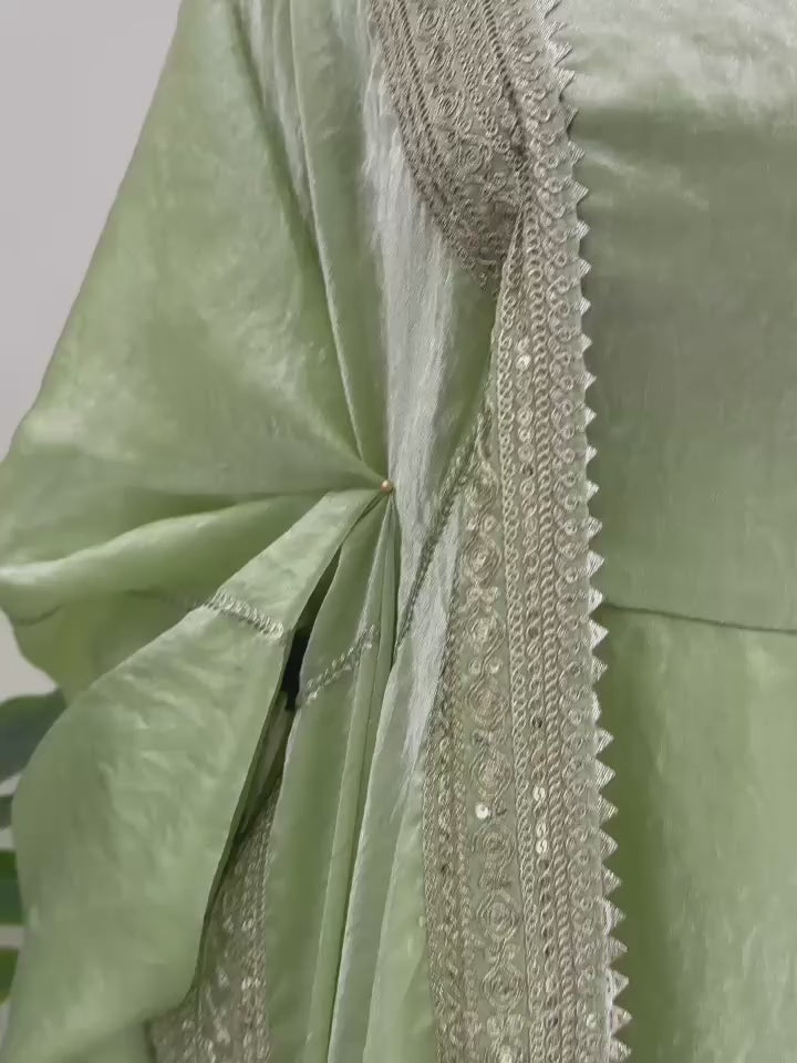 Elegant Pastel Green Anarkali Suit with Dupatta – Festive & Party Wear
